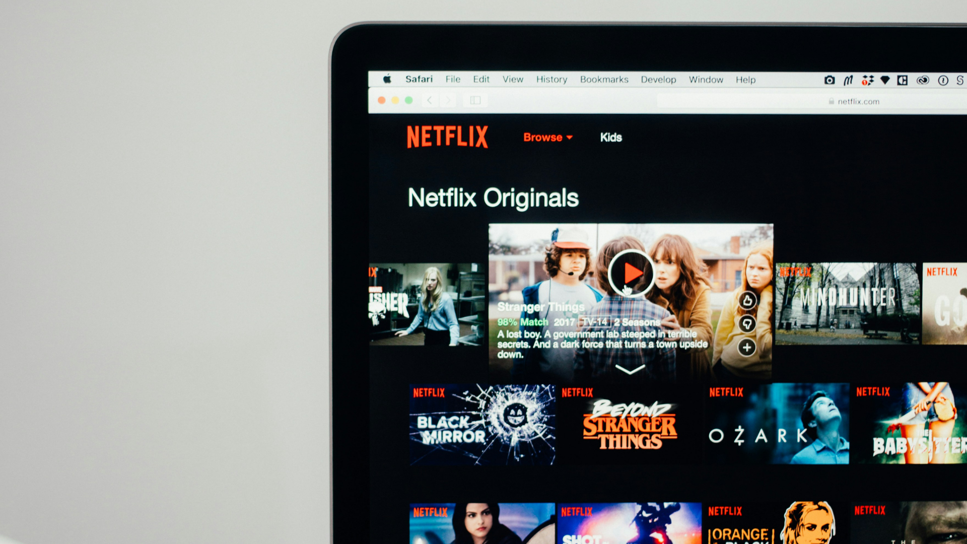 photo d'un écran d'ordinateur avec Netflix