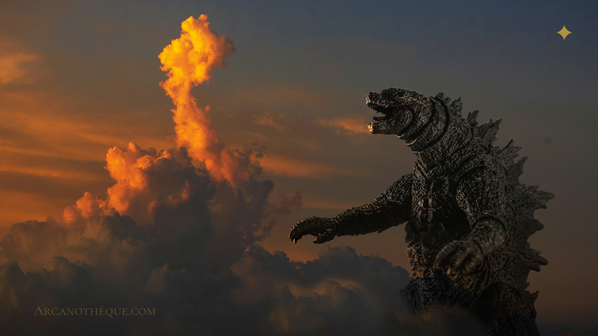 photo d'un kaiju avec des nuages