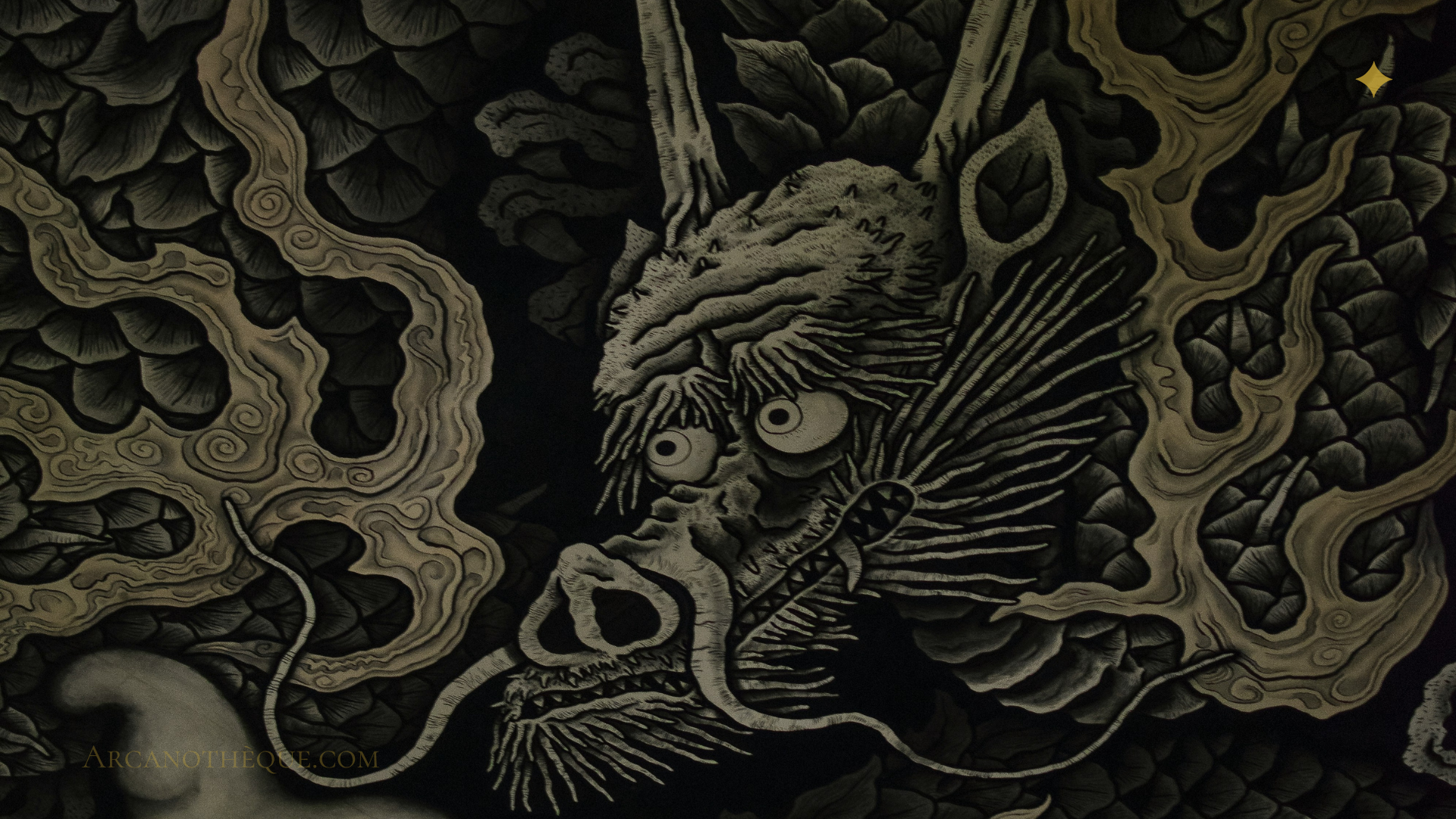 photo d'une tapisserie de dragon asiatique